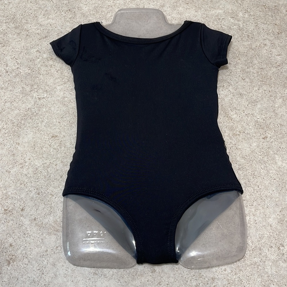GIRLS BLACK MOTIONWEAR LEOTARD WITH SEQUIN BOW BACK & BASIC MOVES CHIFFON SKIRT